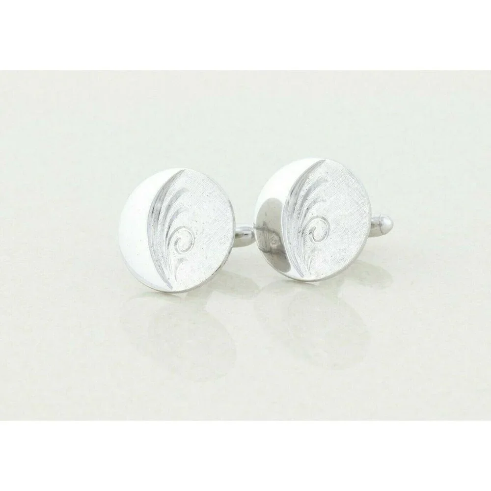 Men's Sterling Silver Swirl Design Bullet Back Cufflinks